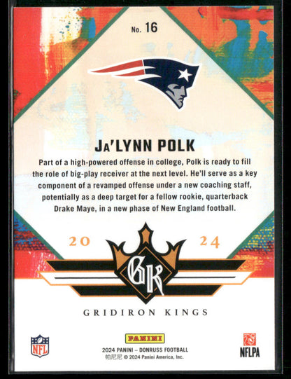 2024 Donruss Ja'Lynn Polk #16 Gridiron Kings Rookie