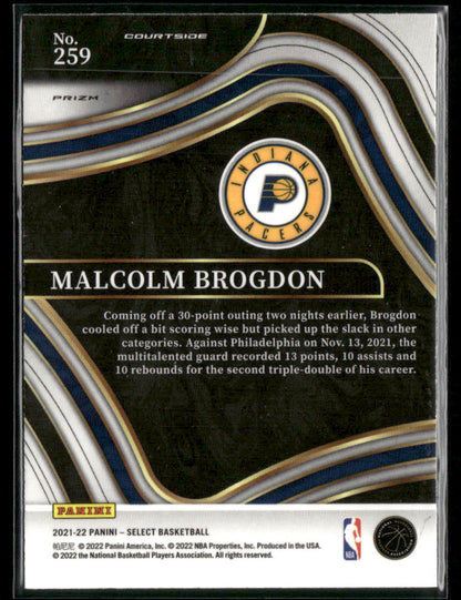 2021-22 Panini Select Basketball Malcolm Brogdon #259 Gold Wave Courtside