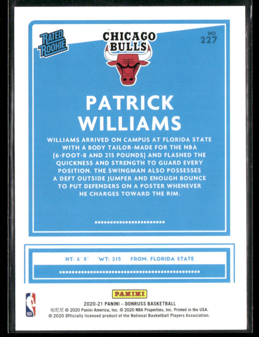 2020-21 Panini Donruss Choice Patrick Williams #227 Rated Rookie