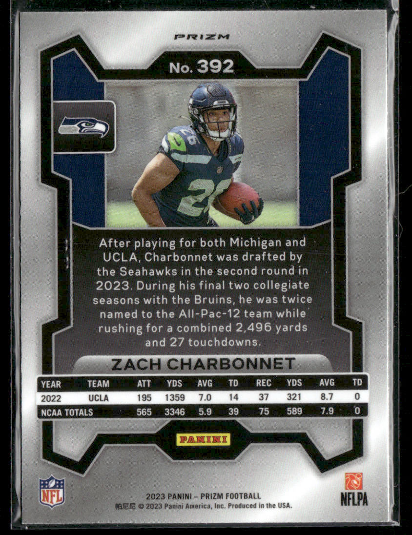 2023 Panini Zach Charbonnet #392 Green Wave Rookie Card