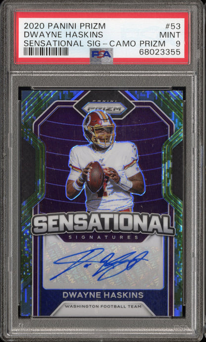 2020 Panini Prizm Sensational Signatures Dwayne Haskins #53 Camo Prizm PSA 9