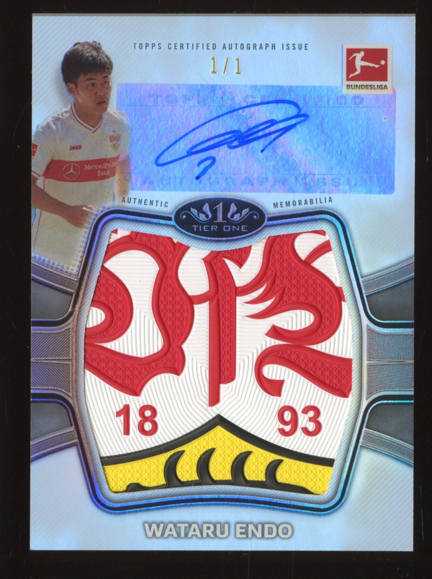 2021 Topps Tier One Bundesliga Wataru Endo #APP-WE Patch Autograph 1/1