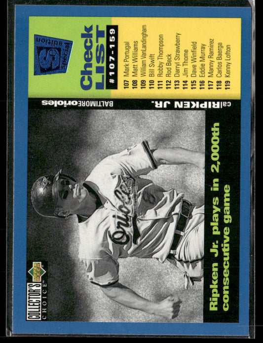 1994 Collcetor's Choice SE Cal Ripken Jr. #107 Checklist