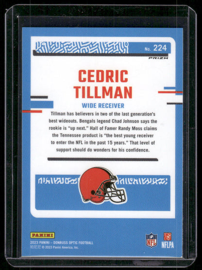 2023 Panini Optic Cedric Tillman #224 Holo Prizm Rated Rookie