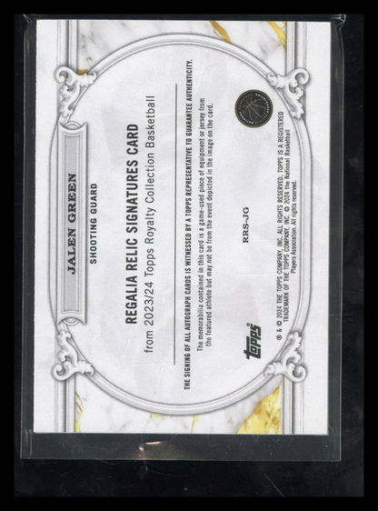 2023-24 Topps Royalty Collection Jalen Green #RSR-JG Blue Dual Patch Auto 06/15