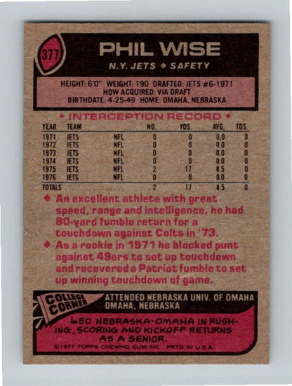 1977 Topps Phil Wise #377