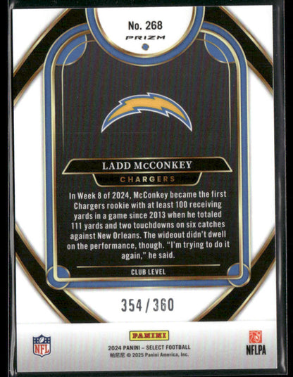 2024 Panini Select Ladd McConkey #268 Purple Shock Prizm 354/360