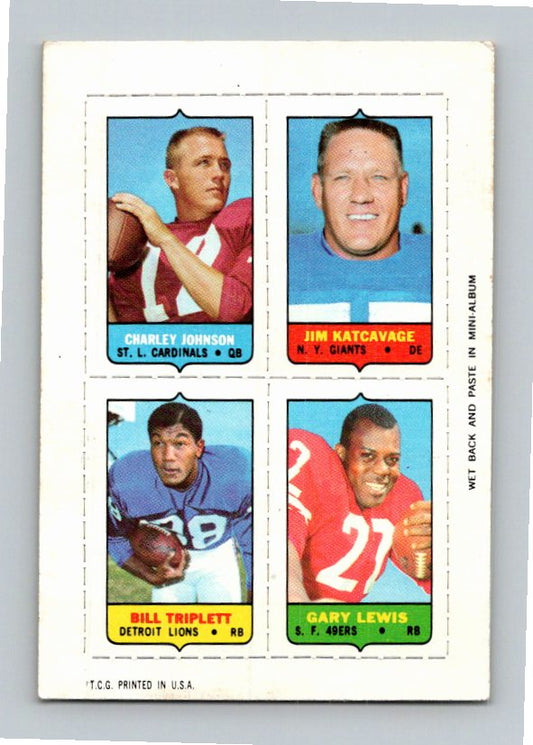 1969 Topps Triplett Lewis Katcavage Johnson Four-in-One Singles