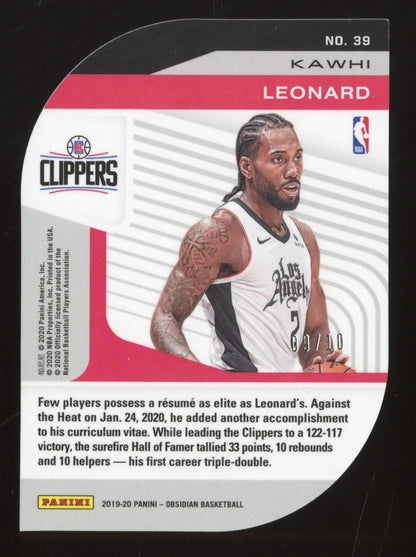 2019 Panini Obsidian Kawhi Leonard #39 /10 Atomic