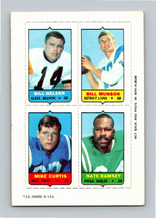 1969 Topps Mike Curtis Bill Munson Nate Ramsley Bill Nelsen Four-in-One Singles