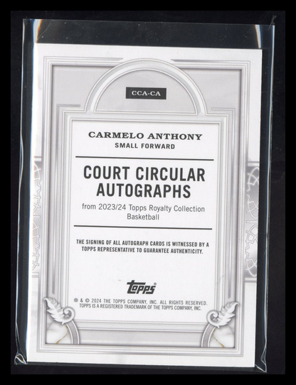2023-24 Topps Royalty Collection Carmelo Anthony #CCA-CA /25 Court Circular Auto
