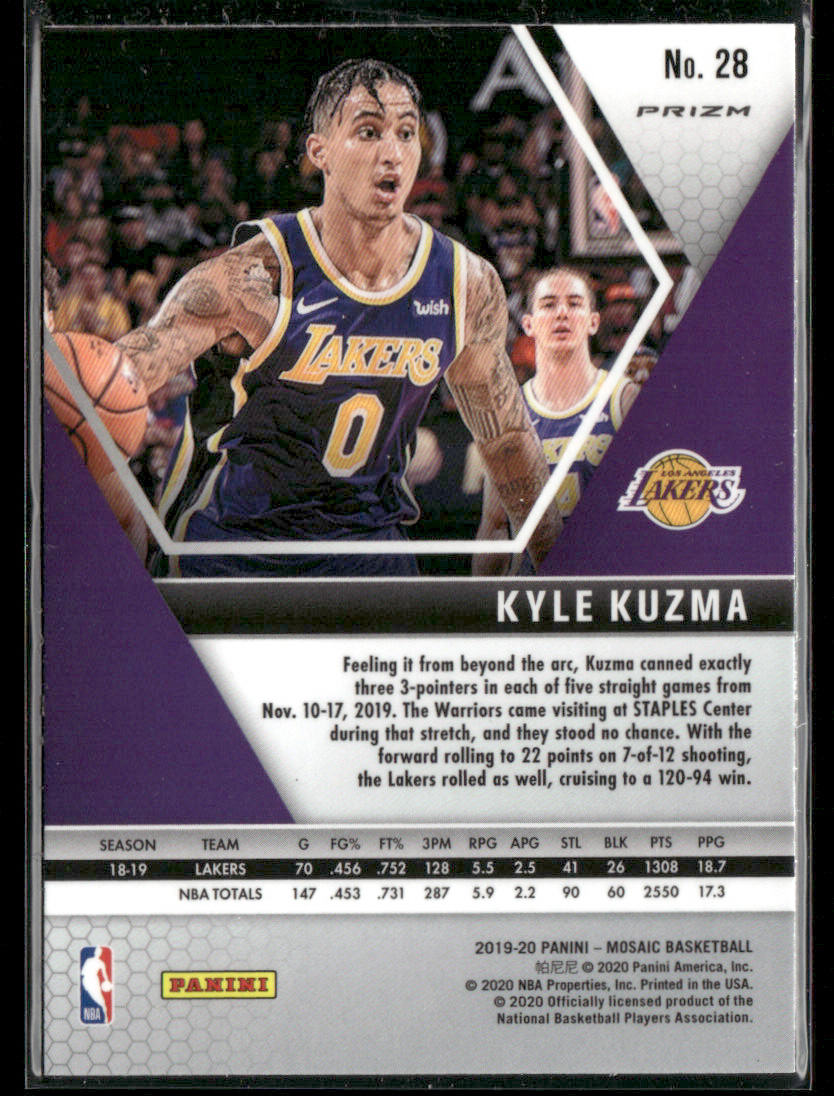 2019 Panini Mosaic Kyle Kuzma #28 Genesis Short Print