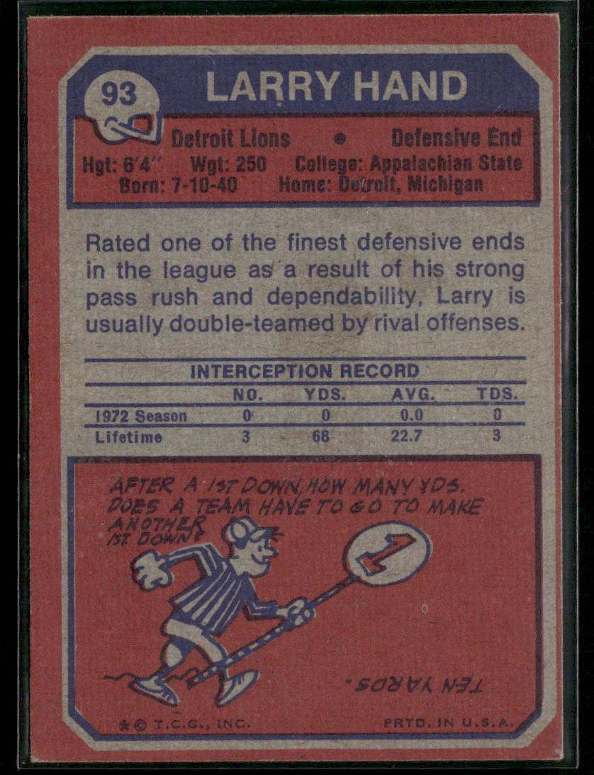 1973 Topps Larry Hand #93