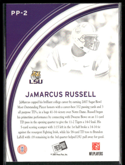 2007 Press Pass Jamarcus Russell #PP-2 Prime Time Players