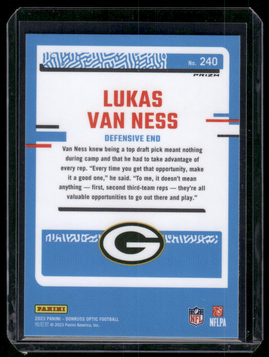 2023 Panini Donruss Optic Lukas Van Ness #240 Holo Prizm Rated Rookie