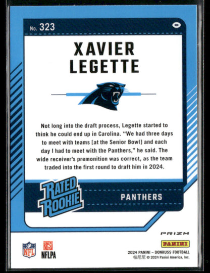 2024 Panini Xavier Legette #323 Red Pandora Rated Rookie