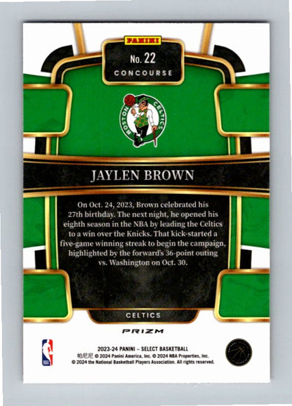 2023-24 Panini Select Jaylen Brown #22 Tri-Color Concourse