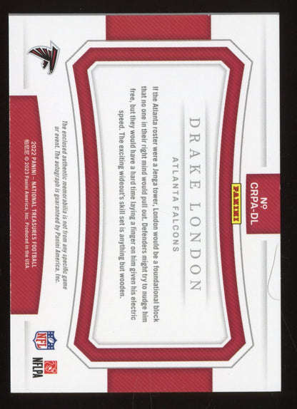 2022 Panini National Treasures Drake London #CRPA-DL Rookie Patch Autograph /99