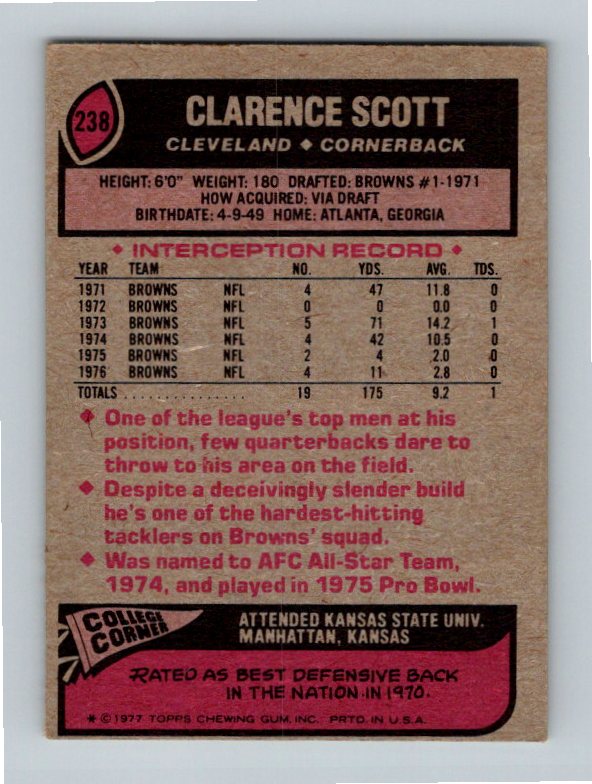 1977 Topps Clarence Scott #238