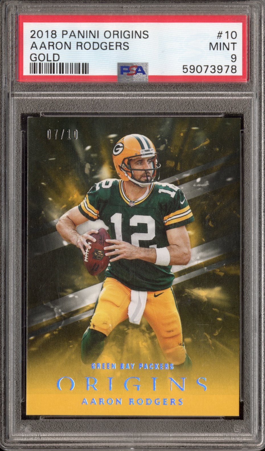 2018 Panini Origins Aaron Rodgers #10 Gold /10 PSA 9