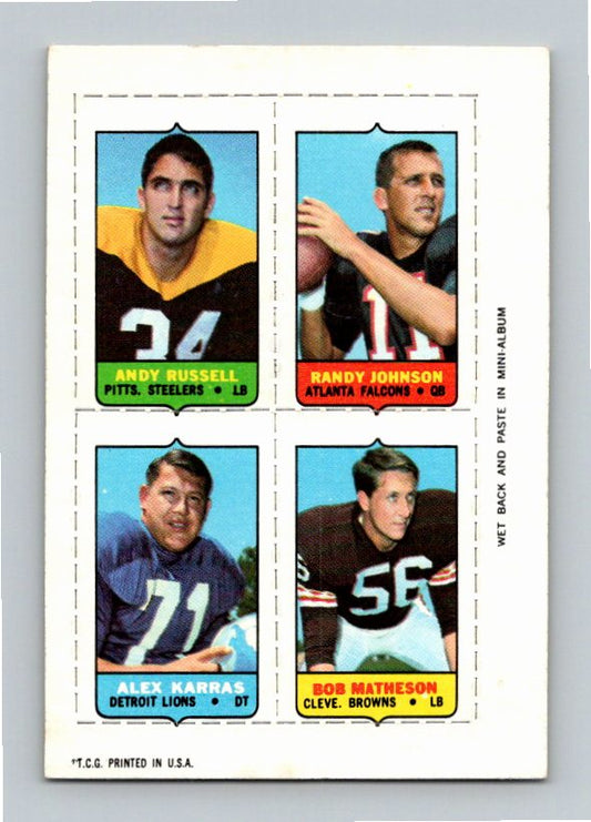 1969 Topps Andy Russell Bob Metheson Randy Johnson Alex Karras Four-in-One