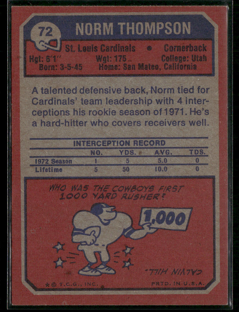 1973 Topps Norm Thompson #72