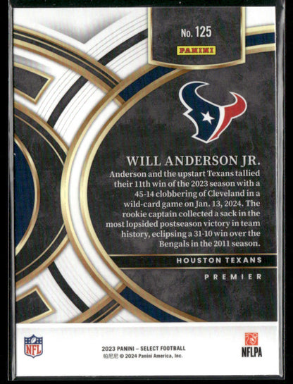 2023 Panini Select Will Anderson Jr. #125 Premier Rookie