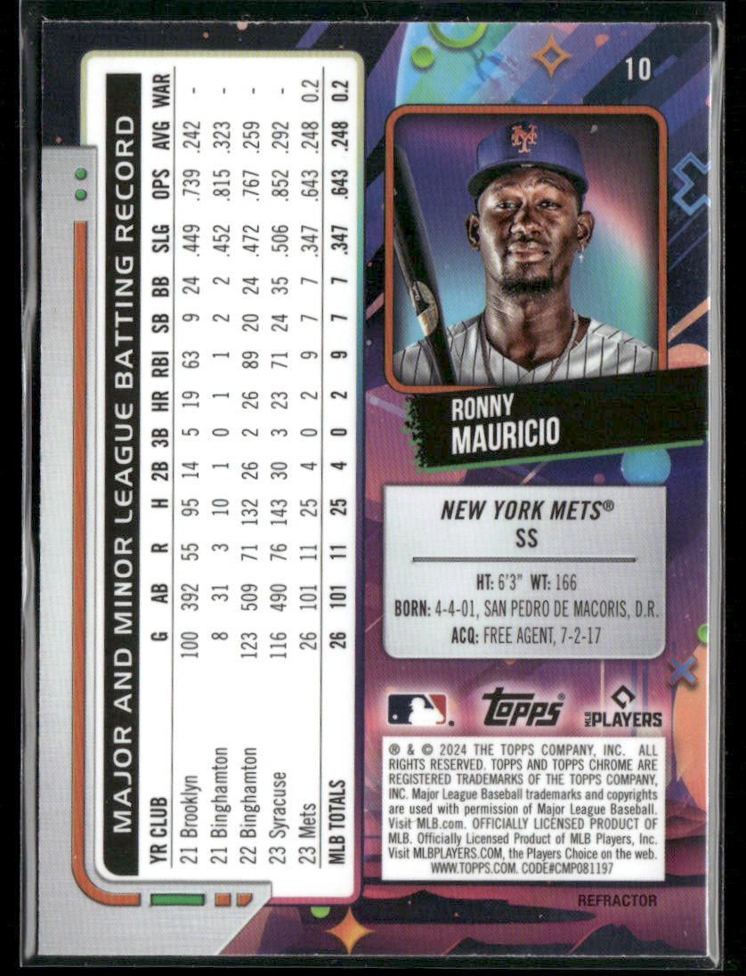 2024 Topps Chrome Cosmic Ronny Mauricio #10 Refractor Rookie