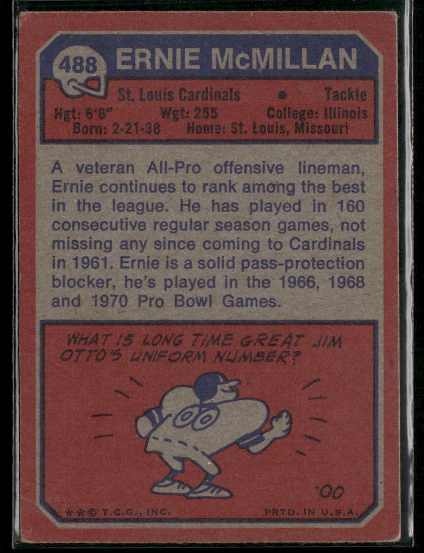 1973 Topps Ernie McMillan #488