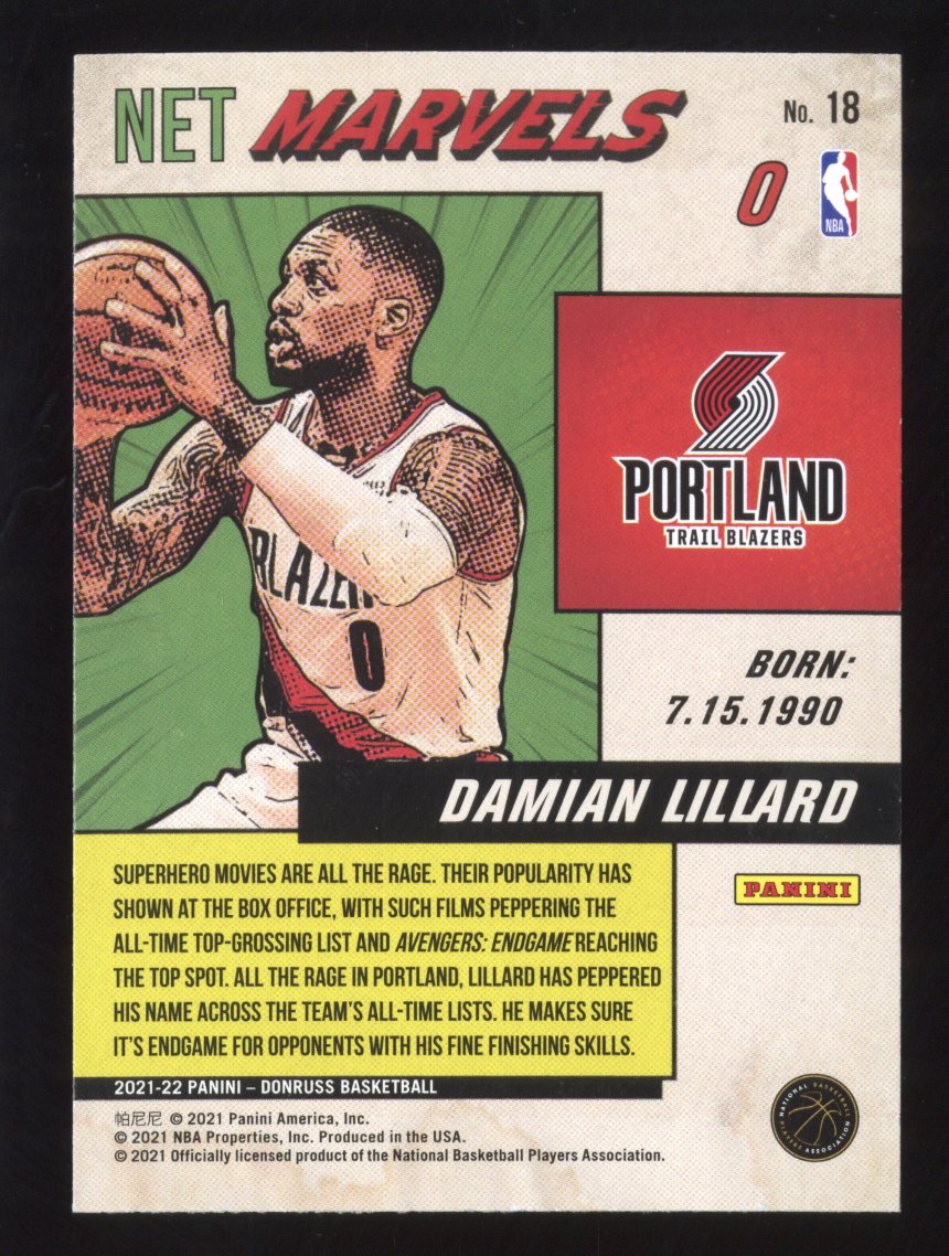 2021 Panini Donruss Damian Lillard #18 Net Marvels