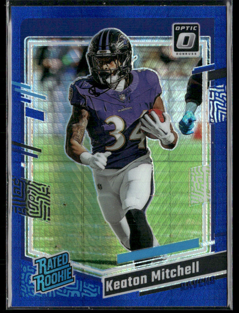 2023 Panini Donruss Optic Keaton Mitchell #207 Blue Hyper Rated Rookie