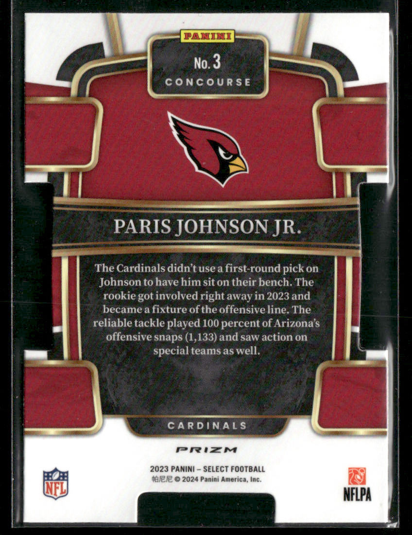 2023 Panini Select Paris Johnson Jr. #3 Red White Blue Die Cut Rookie