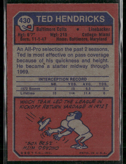 1973 Topps Ted Hendricks #430