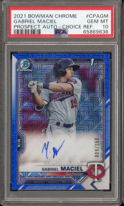 2021 Bowman Chrome Prospect Auto Gabriel Maciel #CPAGM Choice Refractor PSA 10