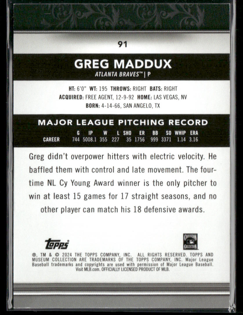 2024 Topps Museum Collection Greg Maddux #91