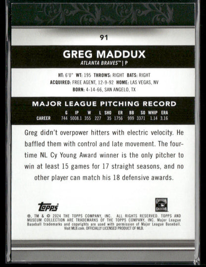 2024 Topps Museum Collection Greg Maddux #91