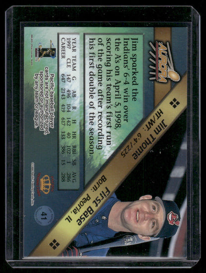 1998 Pacific Aurora Jim Thome #41