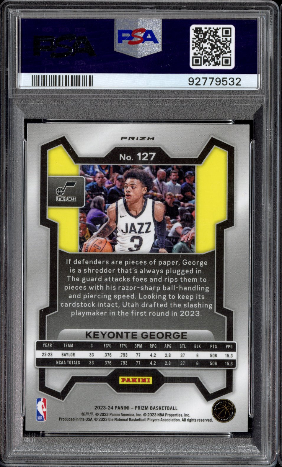 2023 Panini Prizm Keyonte George #127 Green Rookie PSA 10