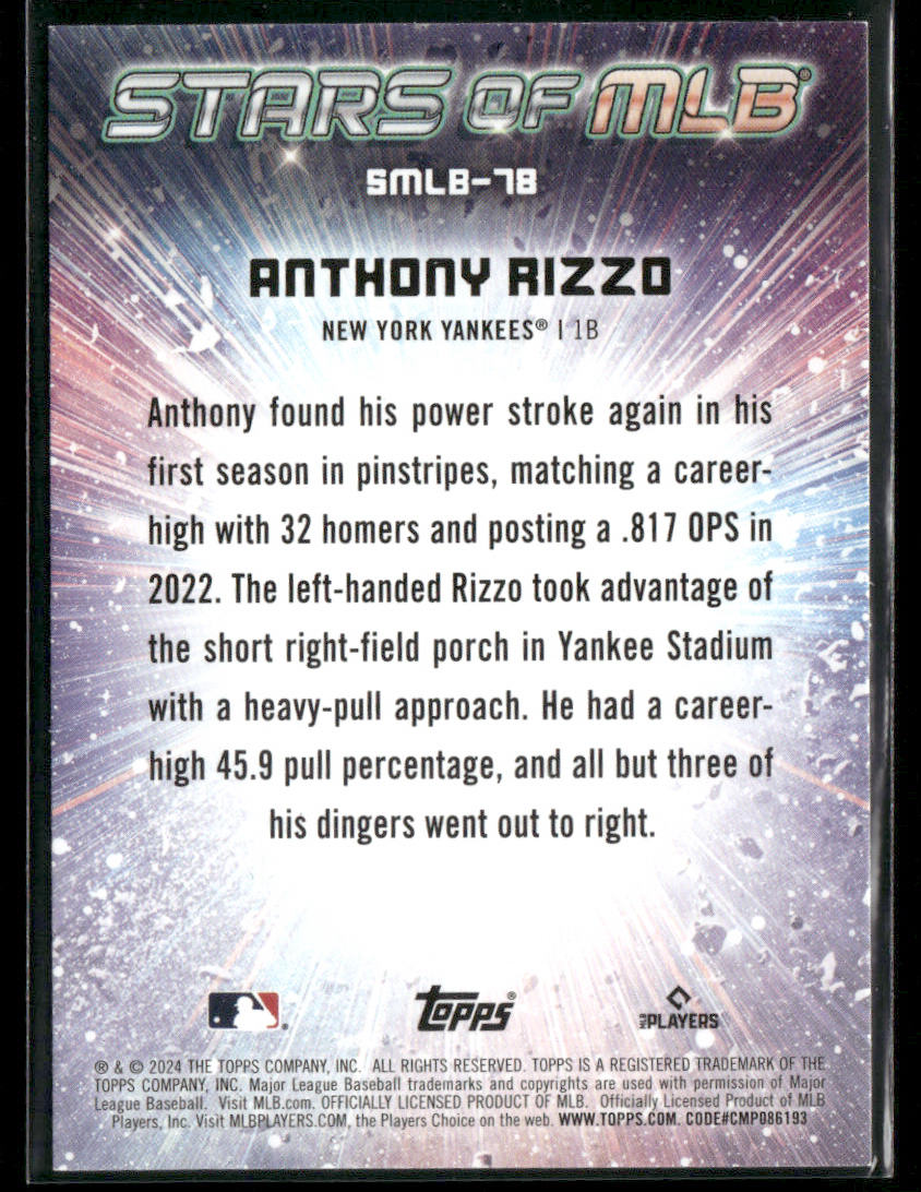 2024 Topps Anthony Rizzo #SMLB-78 Stars Of MLB