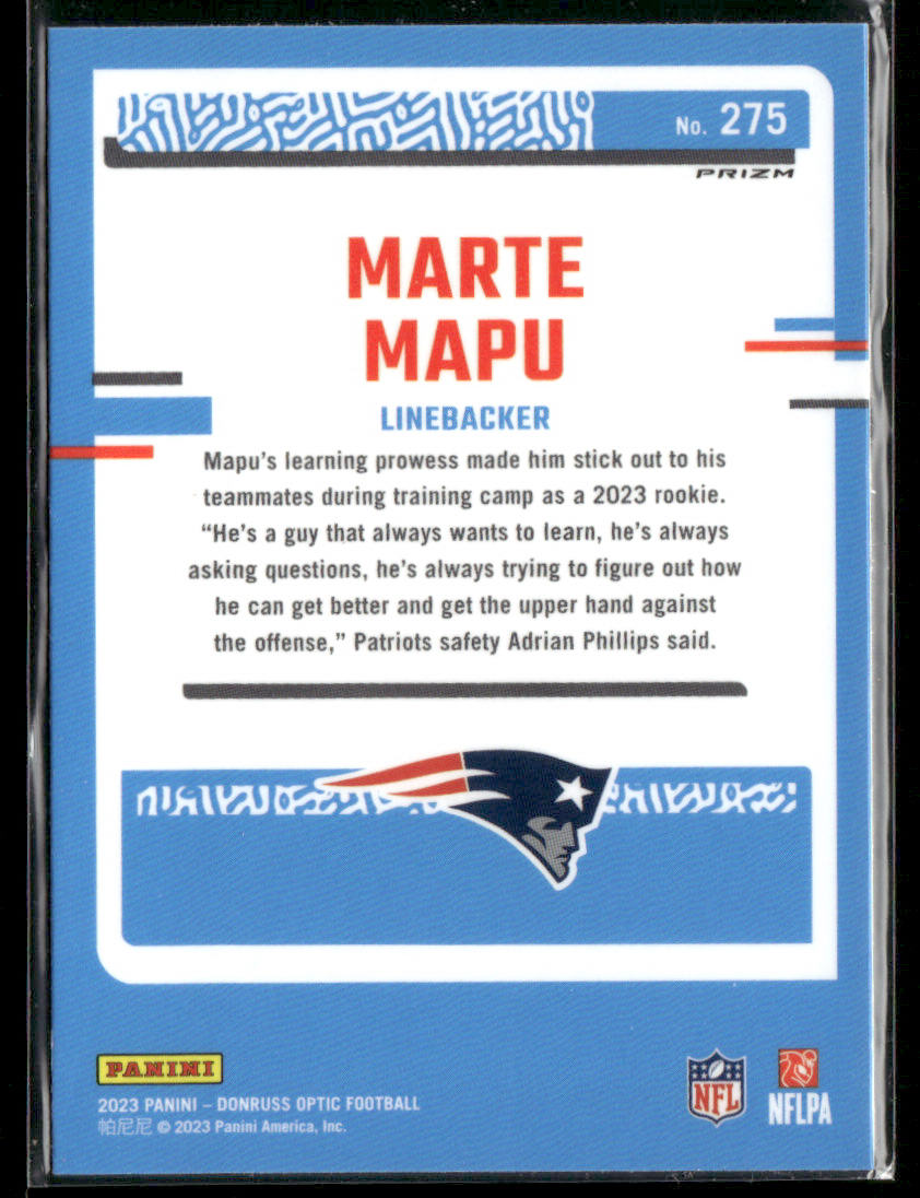 2023 Panini Donruss Optic Marte Mapu #275 Holo Rated Rookie