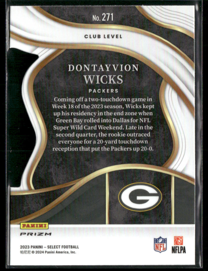 2023 Panini Select Dontayvion Wicks #271 Die Cut RC