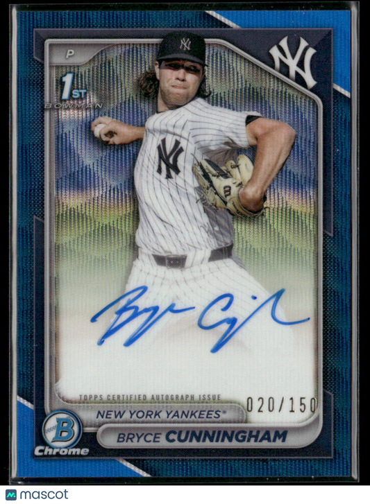 2024 Bowman Draft Bryce Cunningham #CPA-BC Blue Wave Auto 1st Bowman 020/150