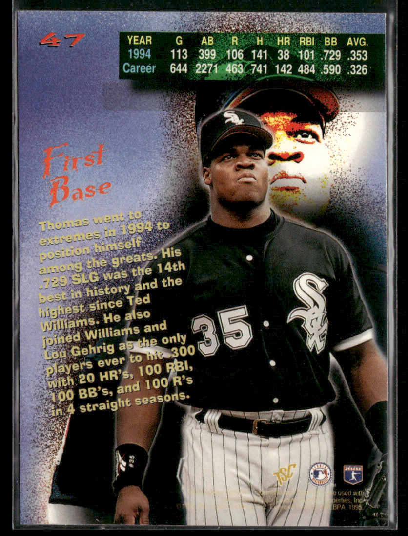 1995 Topps Stadium Club Frank Thomas #47 Statistical Extreme