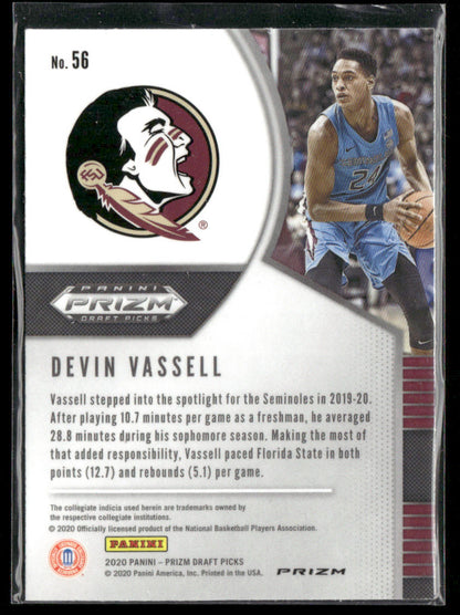 2020-21 Panini Prizm Draft Picks Devin Vassell #56 Green Rookie