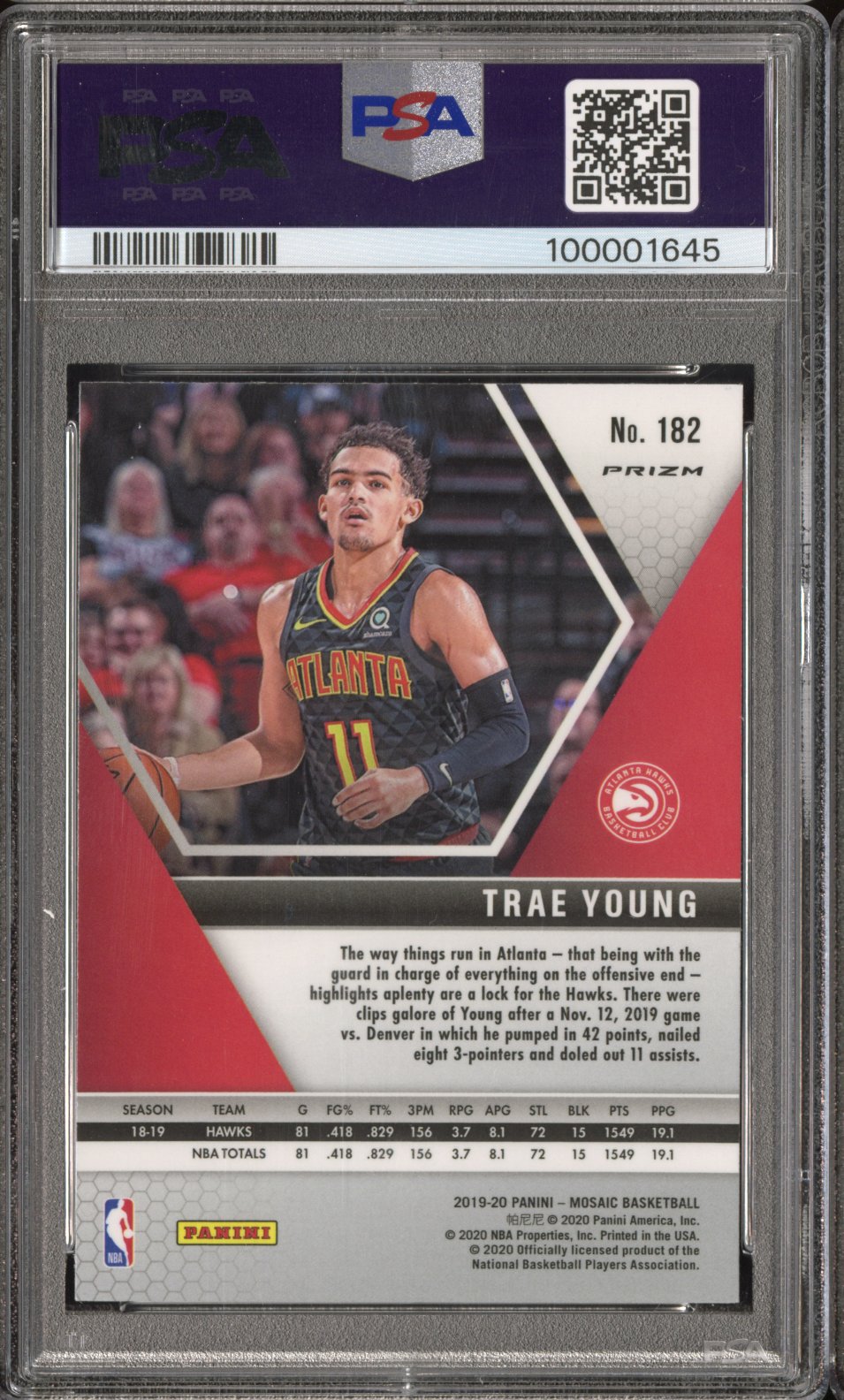 2019 Panini Mosaic Trae Young #182 Genesis PSA 9