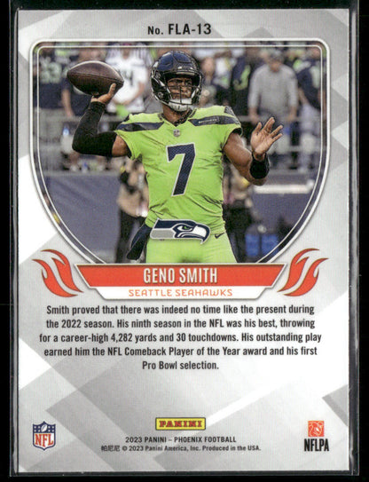 2023 Panini Phoenix Geno Smith #FLA-13 Flame Throwers Silver Prizm