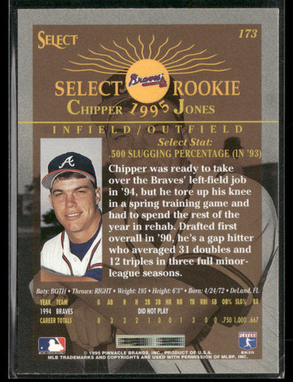 1995 Pinnacle Select Chipper Jones #173 Rookie