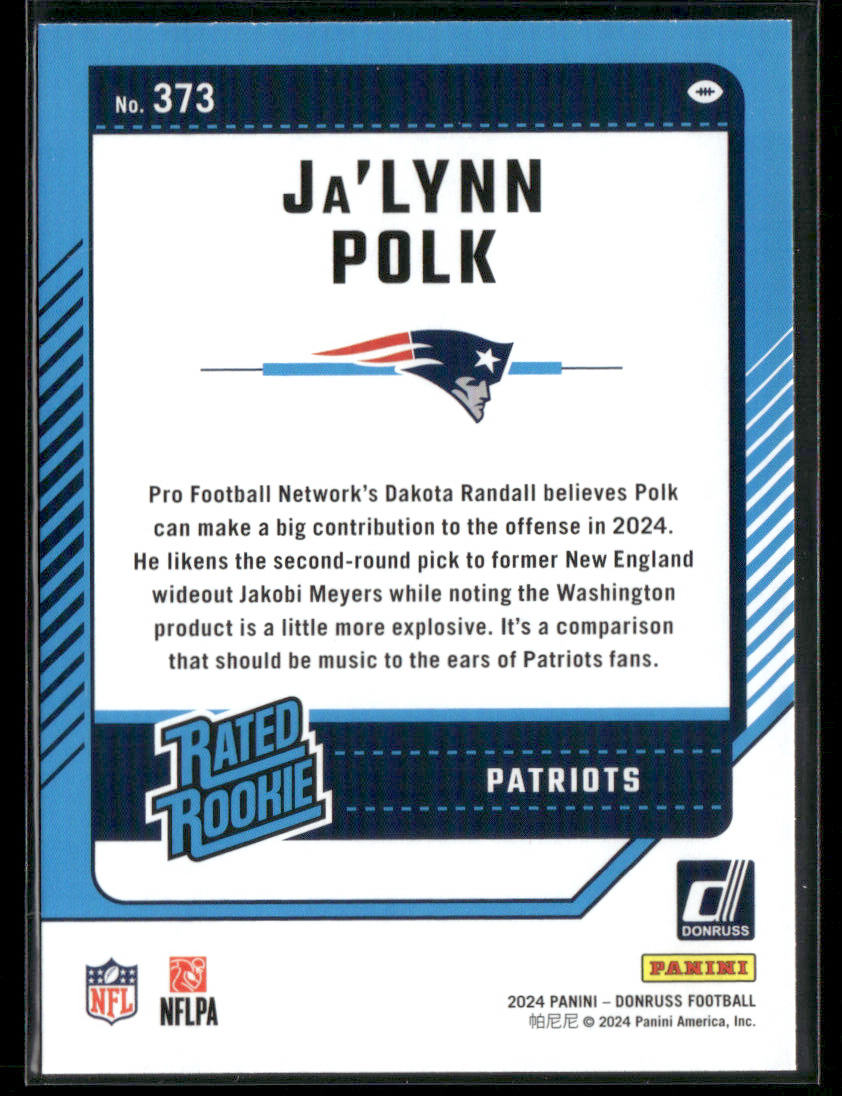 2024 Donruss Ja'Lynn Polk #373 Rated Rookie