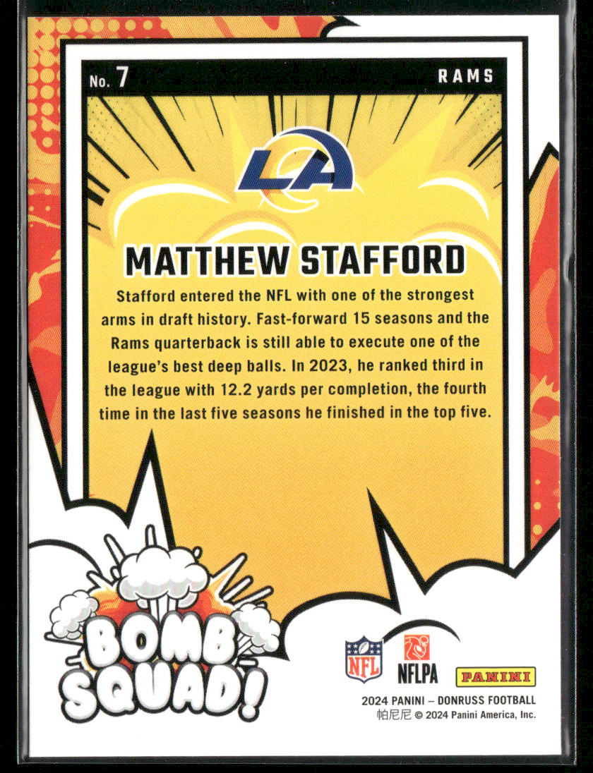 2024 Panini Donruss Matthew Stafford #7 Bomb Squad