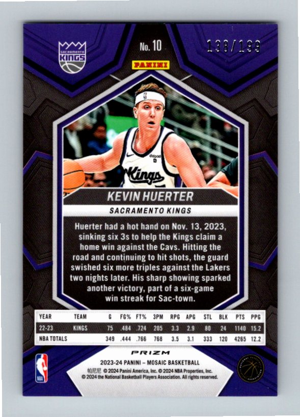 2023-24 Panini Mosaic Basketball Kevin Huerter #10 #138/199